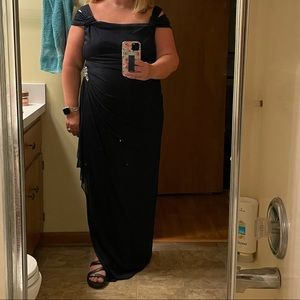 ALEX EVENINGS Beaded Embellishment Mesh Long Gown